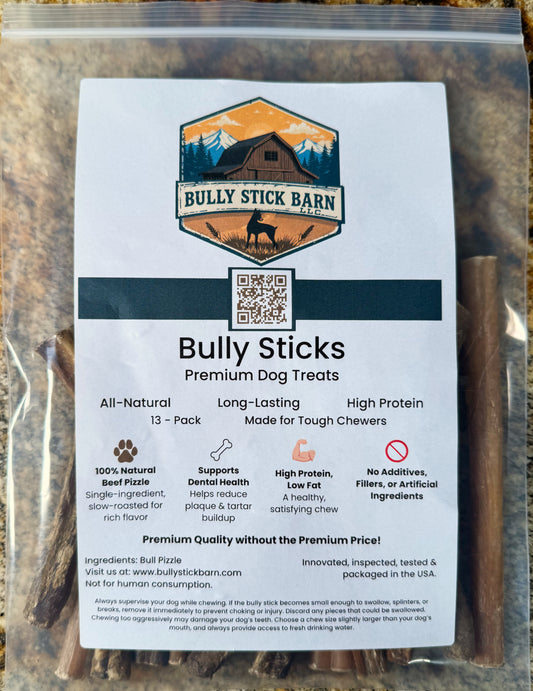 6 inch: All-Natural Beef Bully Sticks (13-Pack)